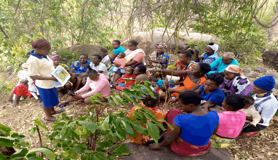 Caregivers being trained on nurturing care as part of RPP program model at Mutonga