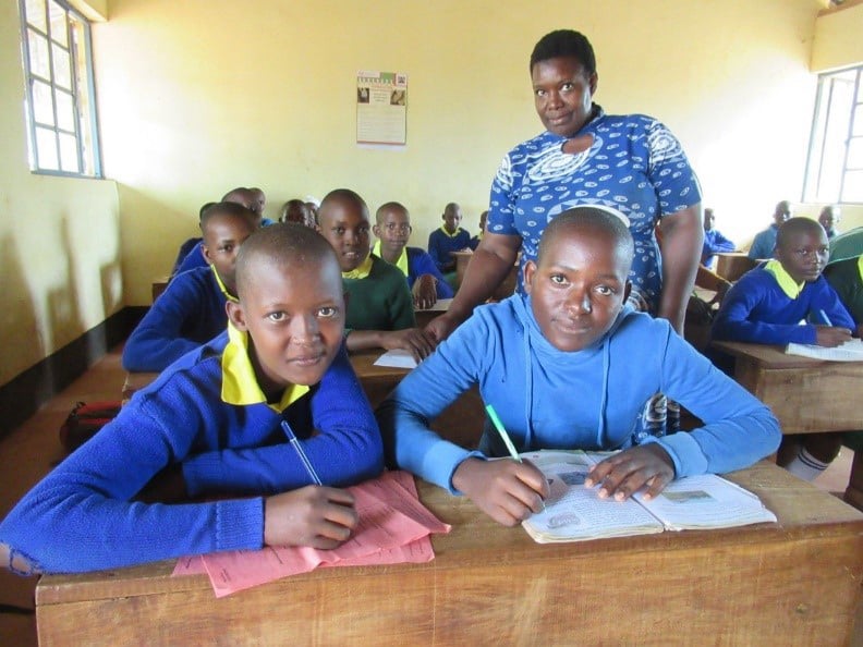 Pupils learning in the renovated classrooms